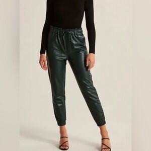 Abercrombie Faux Leather Sweatpants Joggers XS Green
